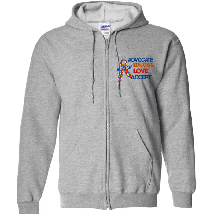 Autism Awareness Educate Full Zip Hoodie