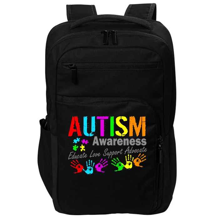 Autism Awareness Educate Love Support Advocate Impact Tech Backpack