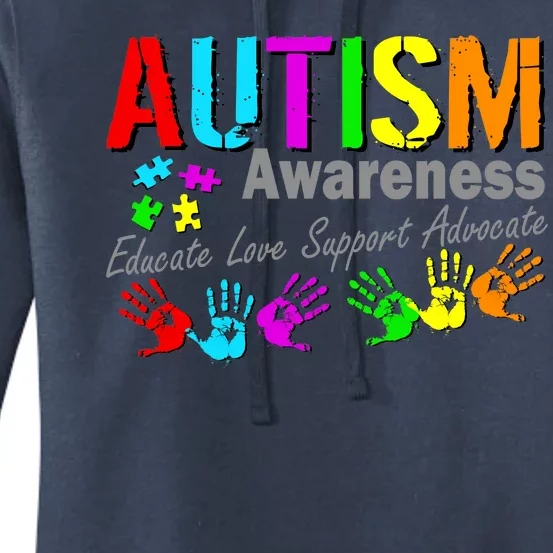 Autism Awareness Educate Love Support Advocate Women's Pullover Hoodie