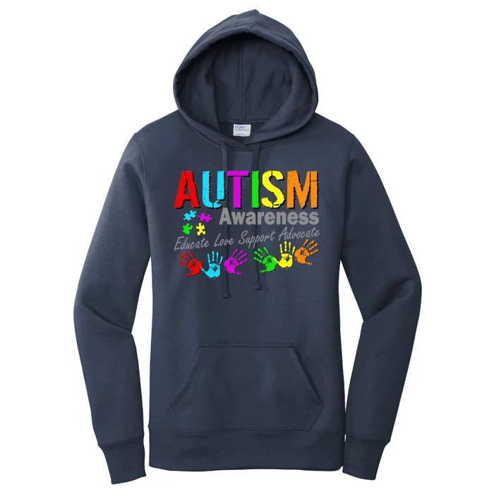 Autism Awareness Educate Love Support Advocate Women's Pullover Hoodie