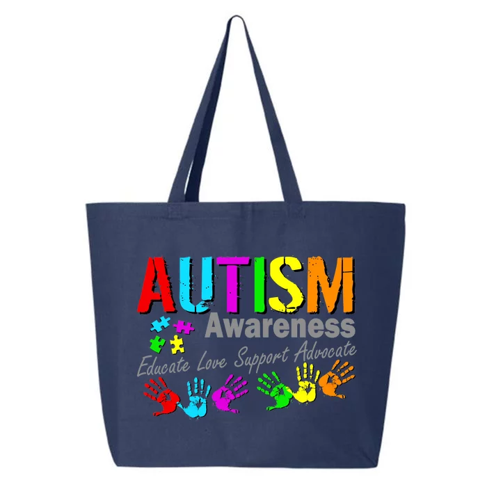 Autism Awareness Educate Love Support Advocate 25L Jumbo Tote