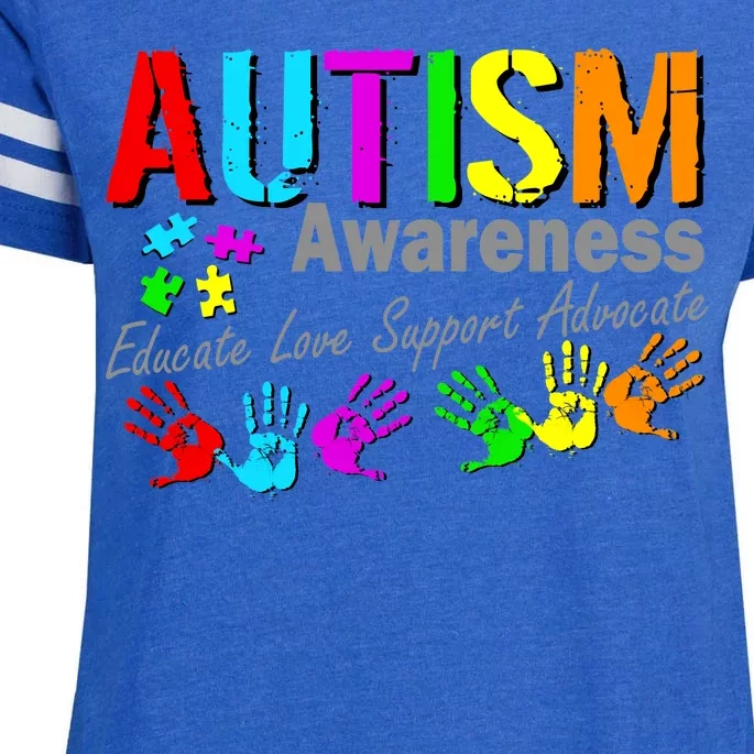 Autism Awareness Educate Love Support Advocate Enza Ladies Jersey Football T-Shirt