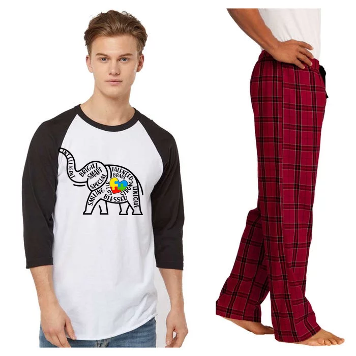 Autism Awareness Elephant Raglan Sleeve Pajama Set