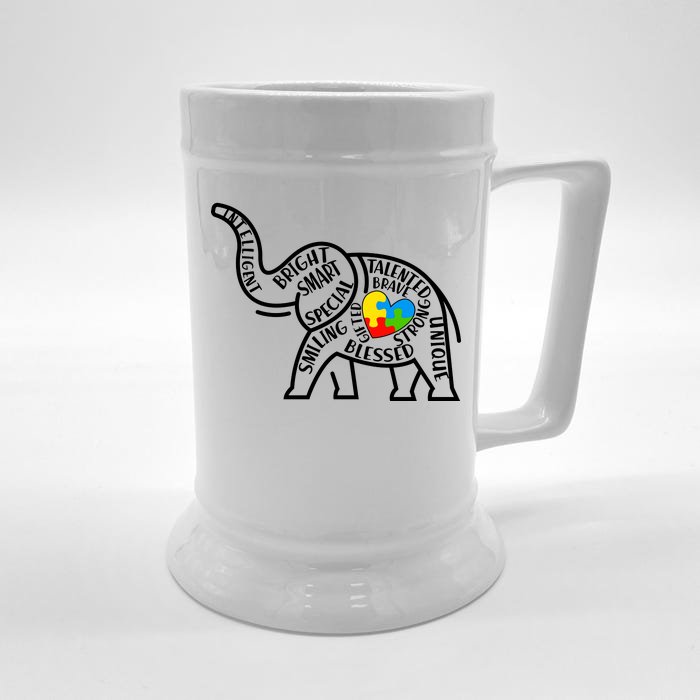 Autism Awareness Elephant Front & Back Beer Stein