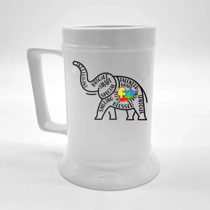 Autism Awareness Elephant Front & Back Beer Stein