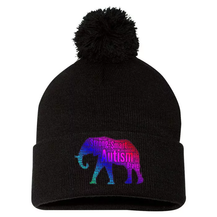 Autism Awareness Elephant Quotes Pom Pom 12in Knit Beanie