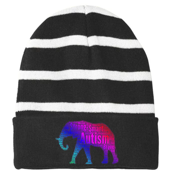 Autism Awareness Elephant Quotes Striped Beanie with Solid Band