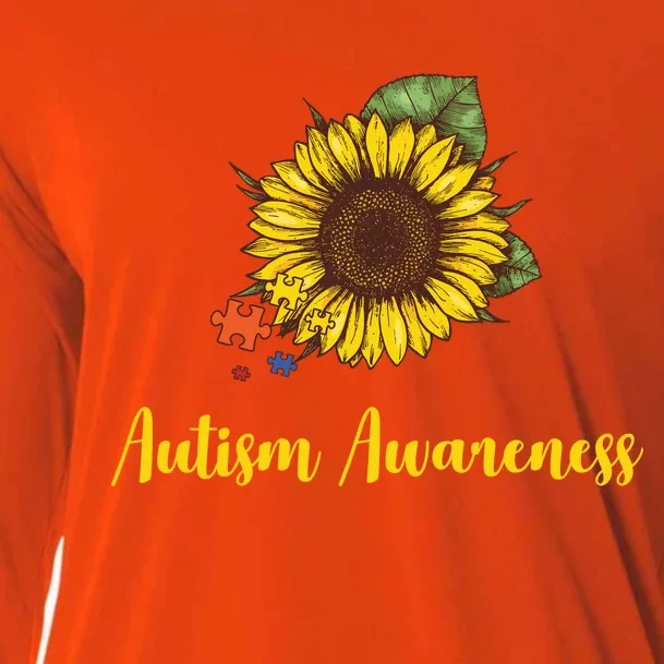 Autism Awareness Flower Puzzle Cooling Performance Long Sleeve Crew