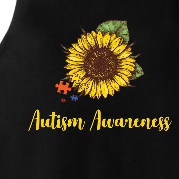 Autism Awareness Flower Puzzle Ladies Tri-Blend Wicking Tank