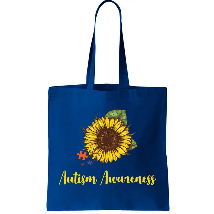 Autism Awareness Flower Puzzle Tote Bag