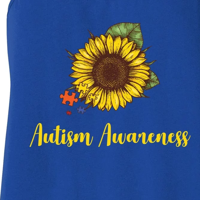 Autism Awareness Flower Puzzle Women's Racerback Tank