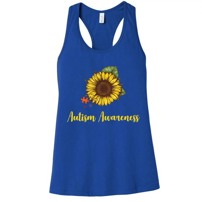 Autism Awareness Flower Puzzle Women's Racerback Tank