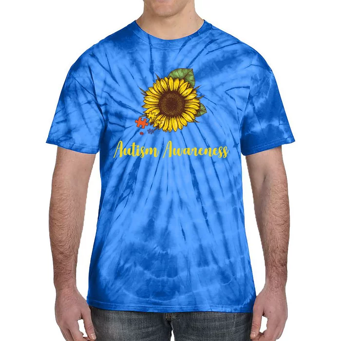 Autism Awareness Flower Puzzle Tie-Dye T-Shirt