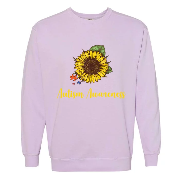 Autism Awareness Flower Puzzle Garment-Dyed Sweatshirt