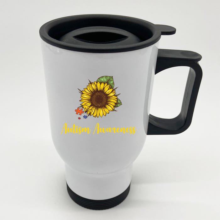 Autism Awareness Flower Puzzle Front & Back Stainless Steel Travel Mug