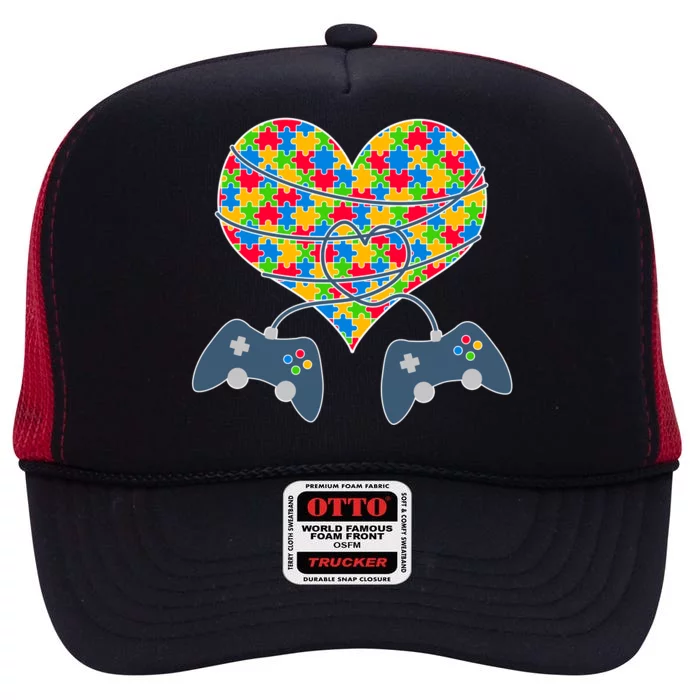 Autism Awareness Gamer Love High Crown Mesh Trucker Hat