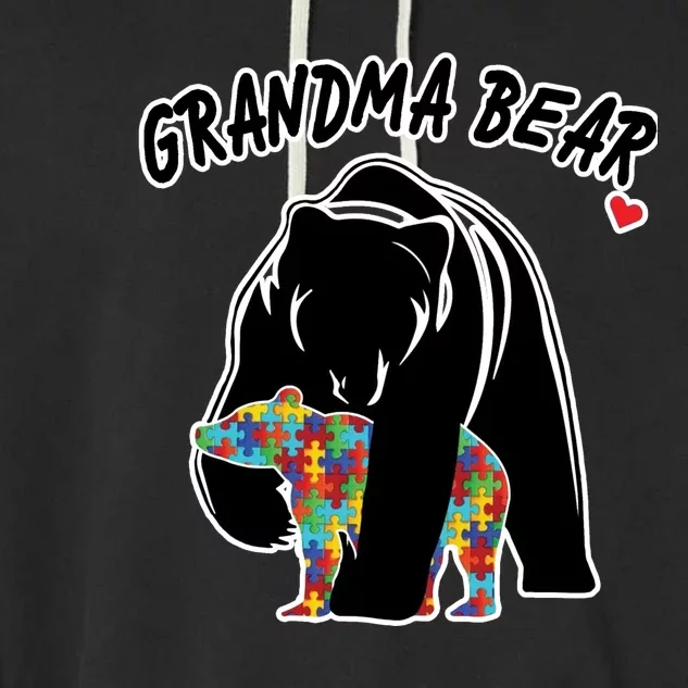 Autism Awareness Grandma Bear Garment-Dyed Fleece Hoodie