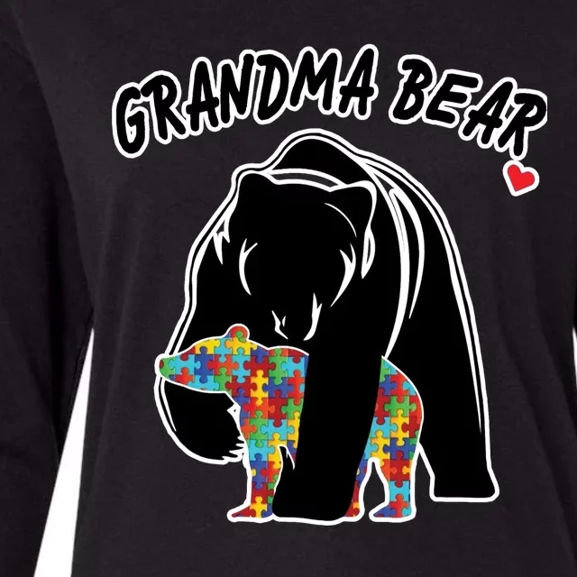 Autism Awareness Grandma Bear Womens Cotton Relaxed Long Sleeve T-Shirt