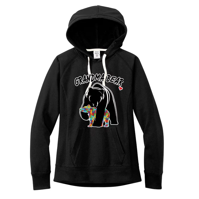 Autism Awareness Grandma Bear Women's Fleece Hoodie