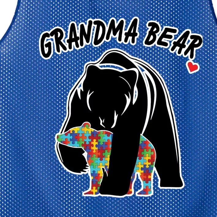 Autism Awareness Grandma Bear Mesh Reversible Basketball Jersey Tank