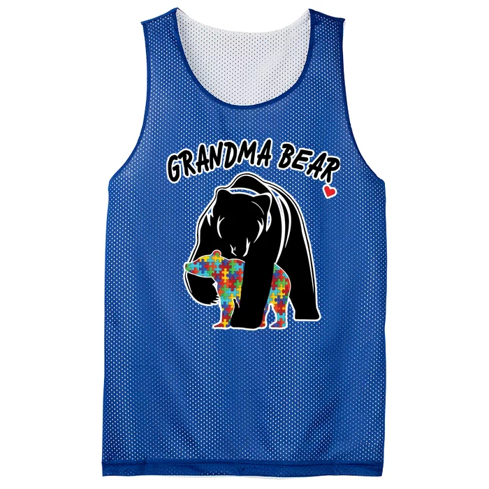 Autism Awareness Grandma Bear Mesh Reversible Basketball Jersey Tank