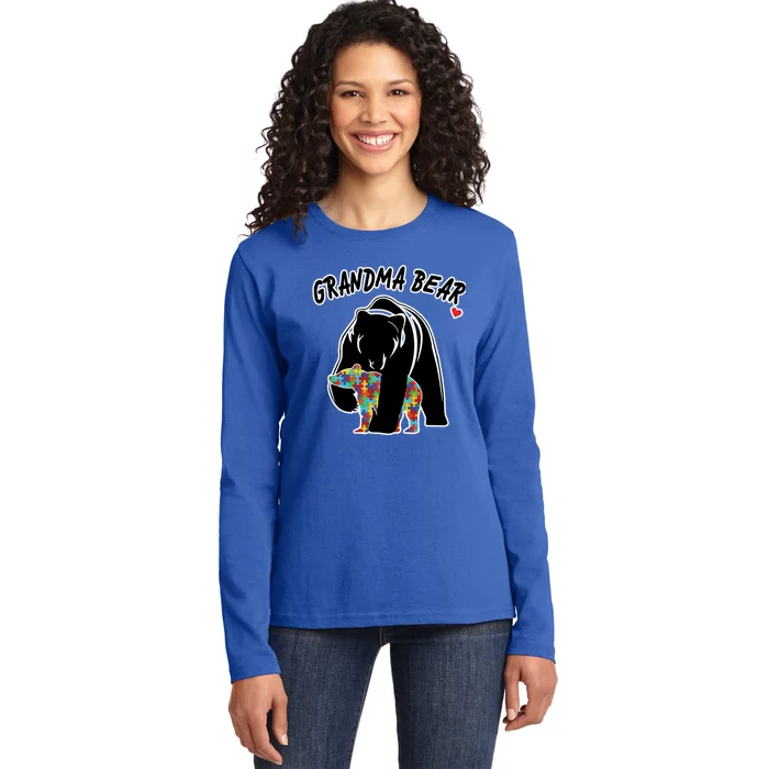 Autism Awareness Grandma Bear Ladies Long Sleeve Shirt