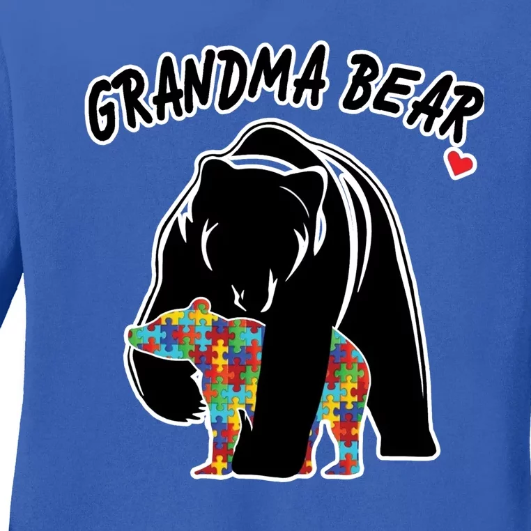 Autism Awareness Grandma Bear Ladies Long Sleeve Shirt