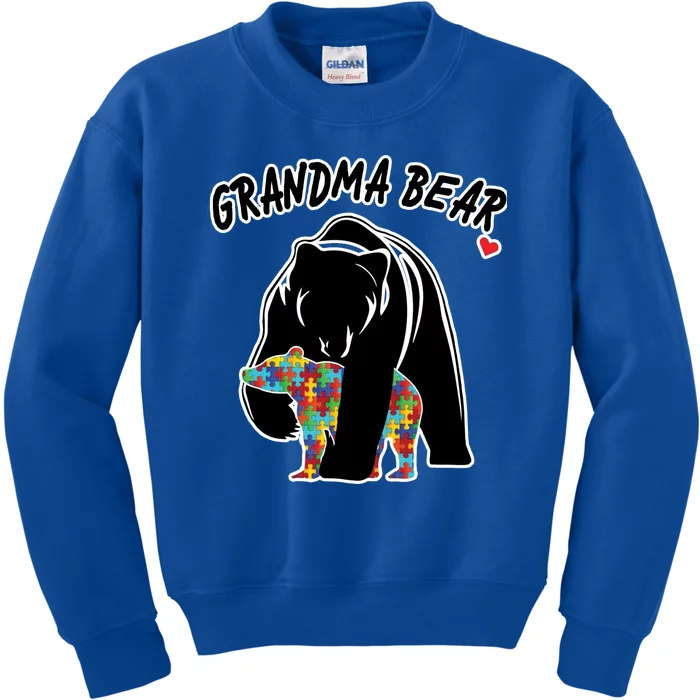 Autism Awareness Grandma Bear Kids Sweatshirt