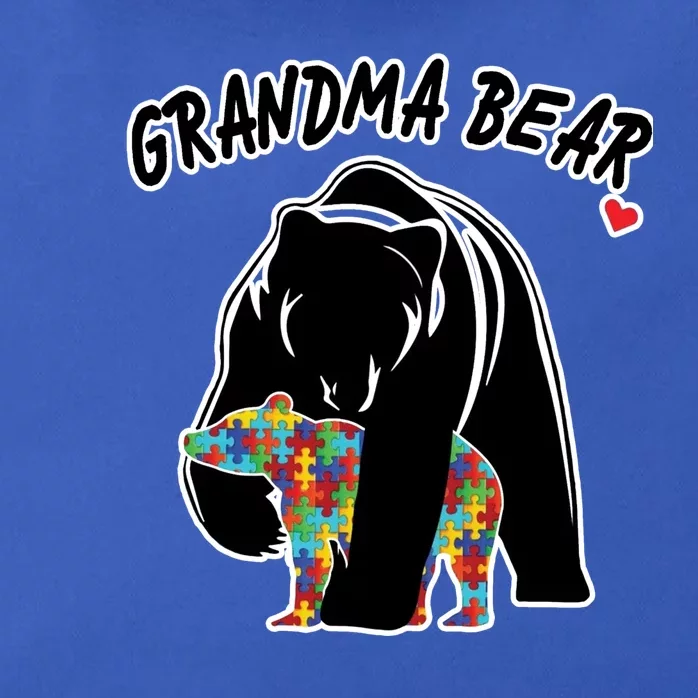 Autism Awareness Grandma Bear Zip Tote Bag