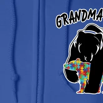 Autism Awareness Grandma Bear Full Zip Hoodie