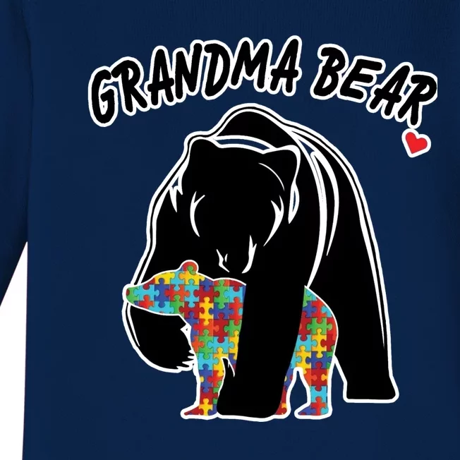 Autism Awareness Grandma Bear Baby Long Sleeve Bodysuit