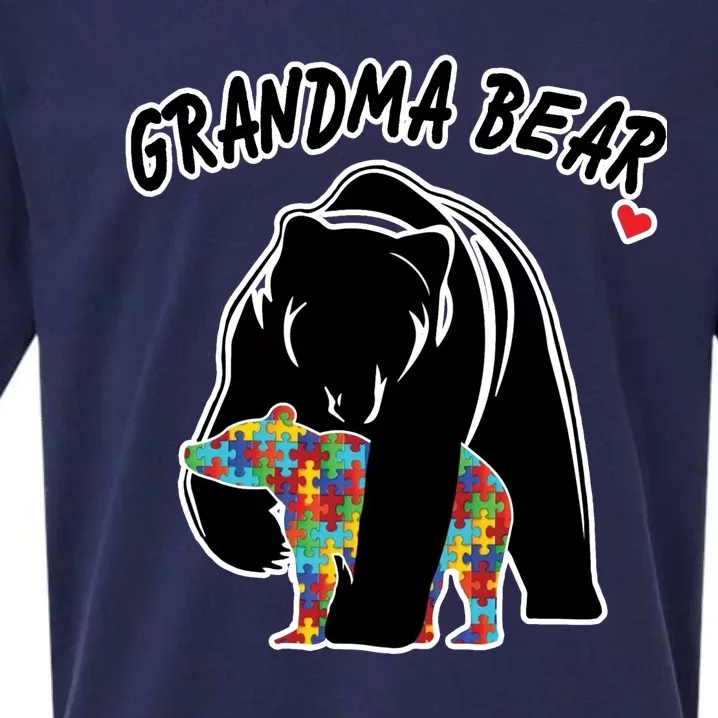 Autism Awareness Grandma Bear Sueded Cloud Jersey T-Shirt