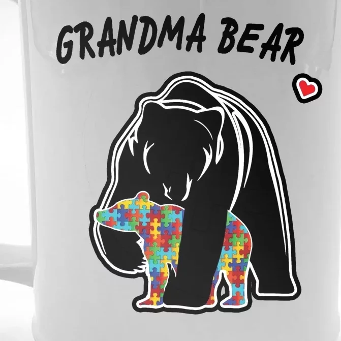 Autism Awareness Grandma Bear Front & Back Beer Stein