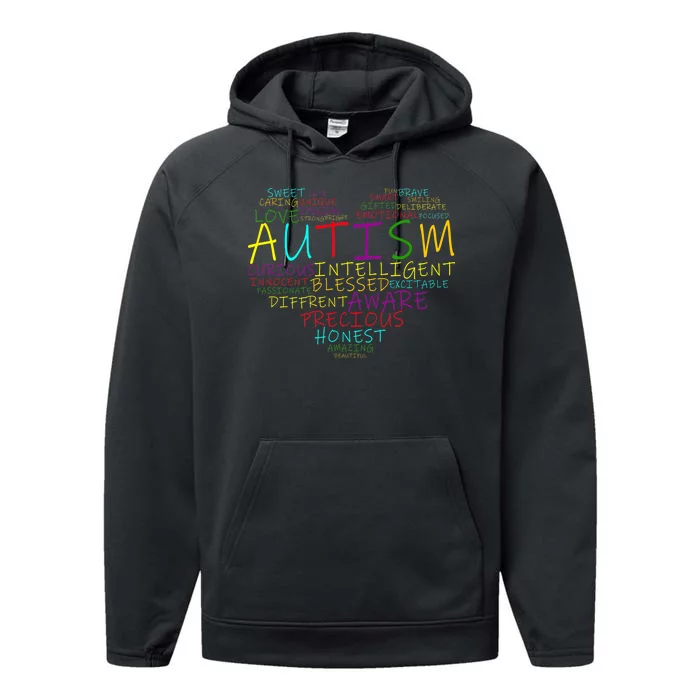 Autism Awareness Heart Words Of Love Performance Fleece Hoodie