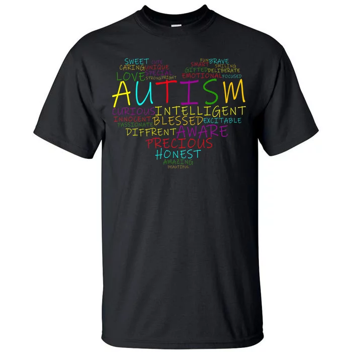 Autism Awareness Heart Words Of Love Tall T-Shirt