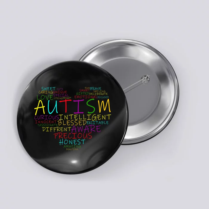 Autism Awareness Heart Words Of Love Button