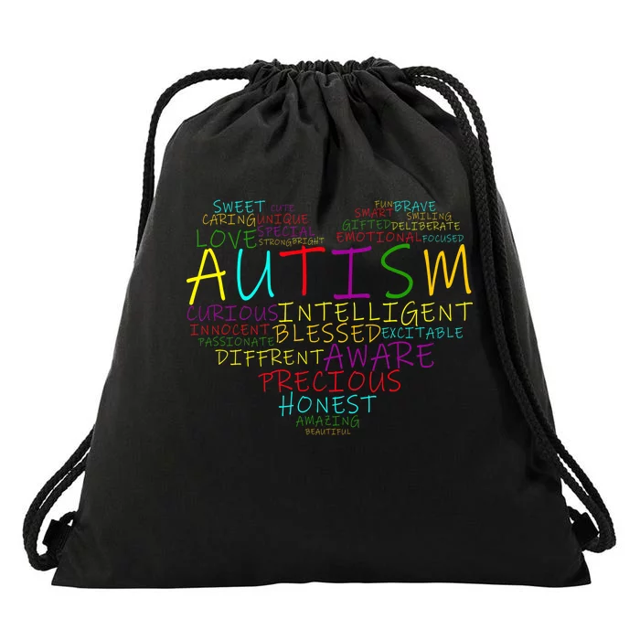 Autism Awareness Heart Words Of Love Drawstring Bag