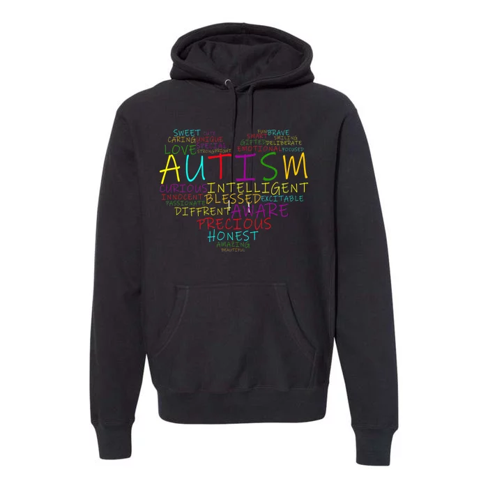 Autism Awareness Heart Words Of Love Premium Hoodie