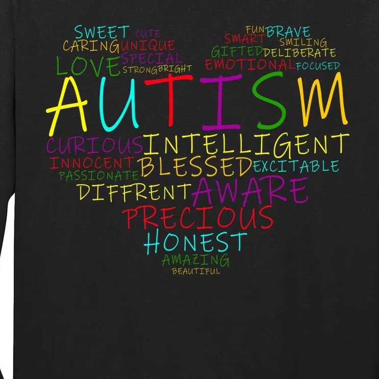 Autism Awareness Heart Words Of Love Tall Long Sleeve T-Shirt