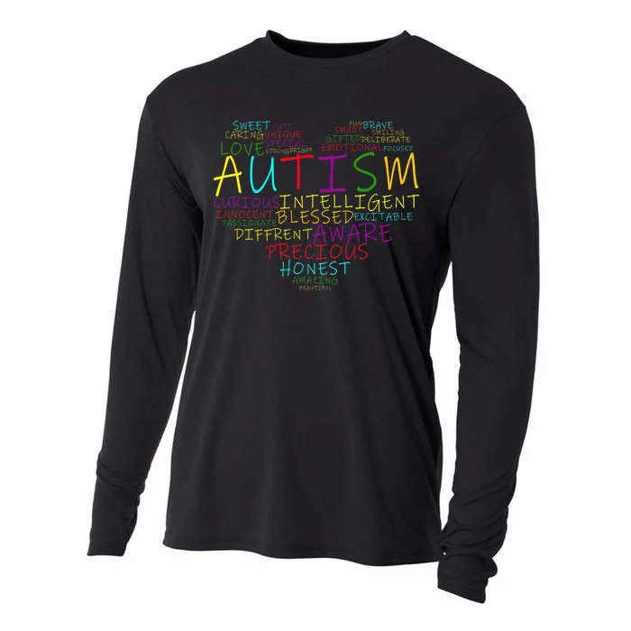 Autism Awareness Heart Words Of Love Cooling Performance Long Sleeve Crew