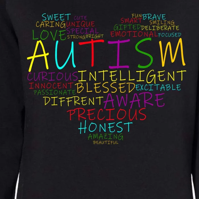 Autism Awareness Heart Words Of Love Womens California Wash Sweatshirt