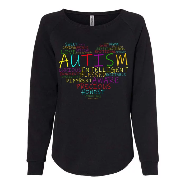 Autism Awareness Heart Words Of Love Womens California Wash Sweatshirt