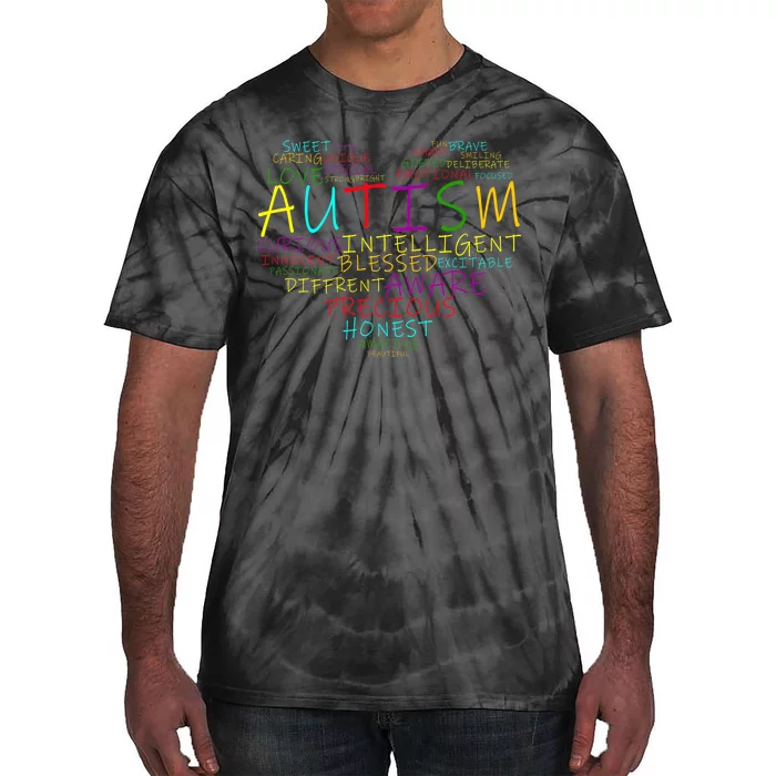 Autism Awareness Heart Words Of Love Tie-Dye T-Shirt