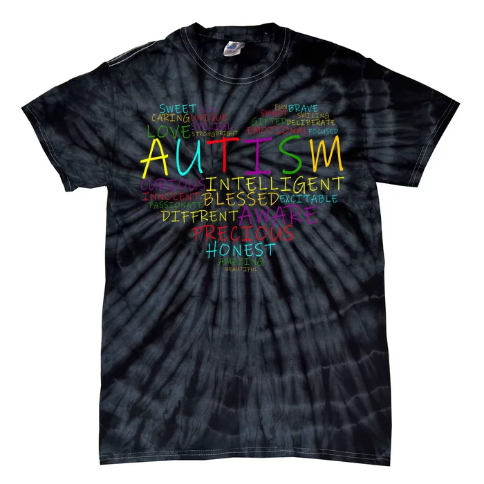 Autism Awareness Heart Words Of Love Tie-Dye T-Shirt