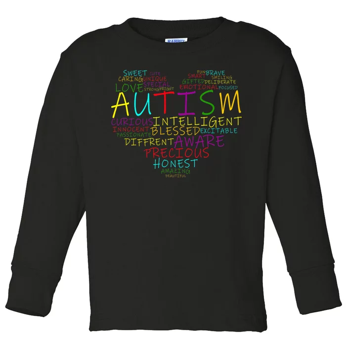 Autism Awareness Heart Words Of Love Toddler Long Sleeve Shirt