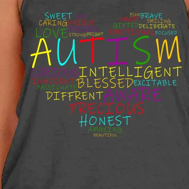 Autism Awareness Heart Words Of Love Women's Knotted Racerback Tank