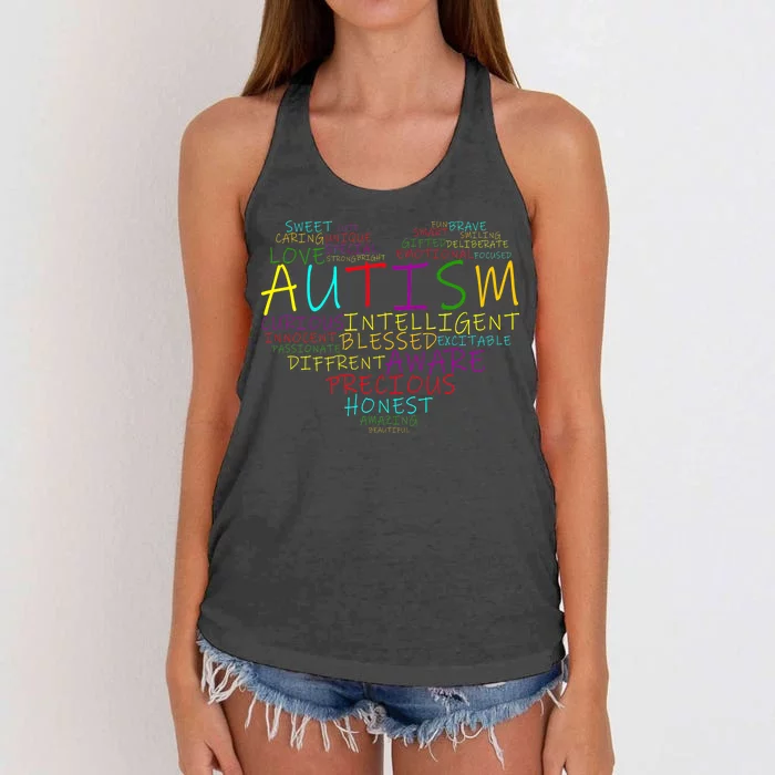 Autism Awareness Heart Words Of Love Women's Knotted Racerback Tank