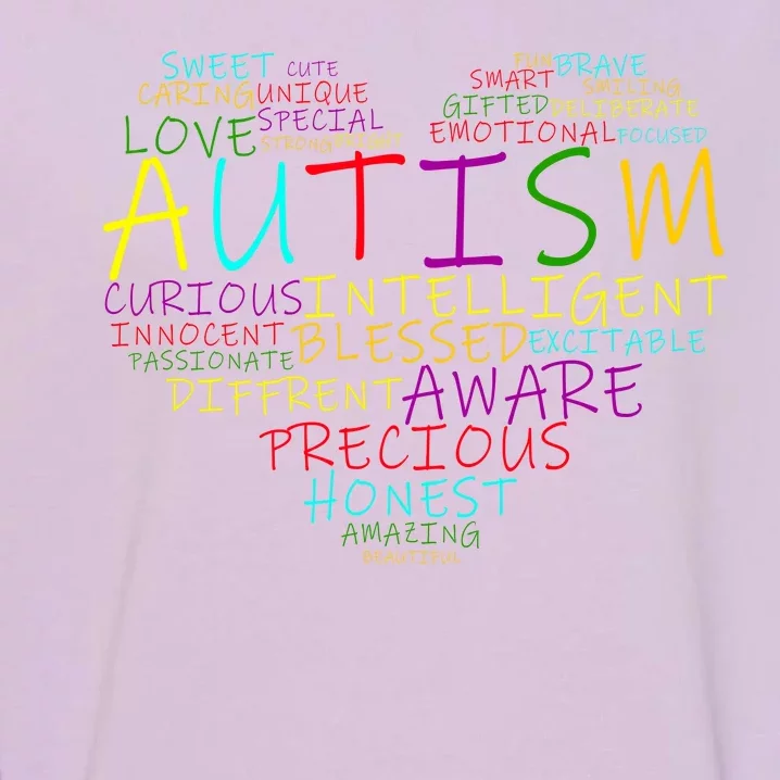 Autism Awareness Heart Words Of Love Garment-Dyed Sweatshirt