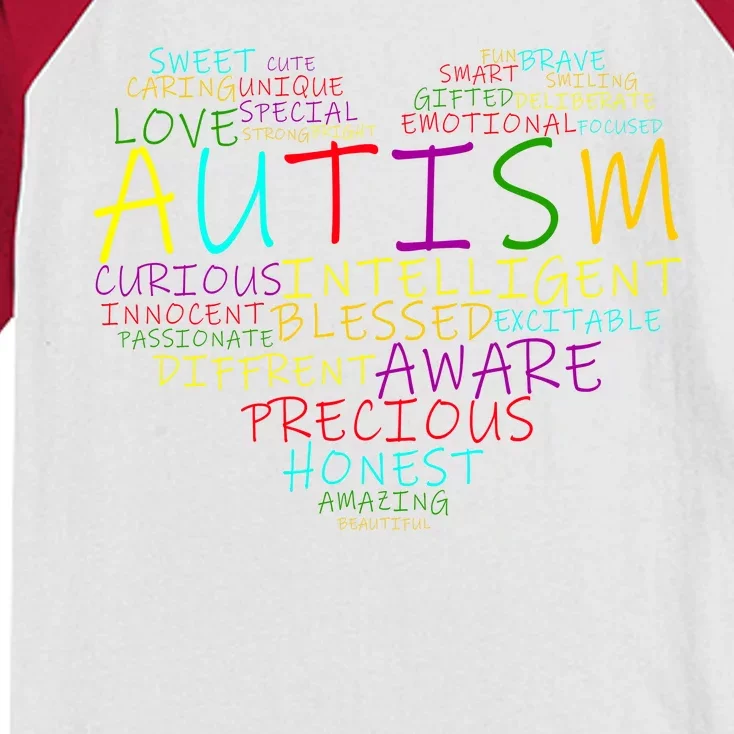 Autism Awareness Heart Words Of Love Kids Colorblock Raglan Jersey