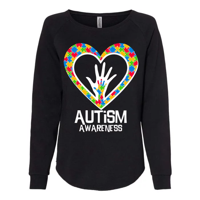 Autism Awareness Holding Hands Heart Puzzle Womens California Wash Sweatshirt